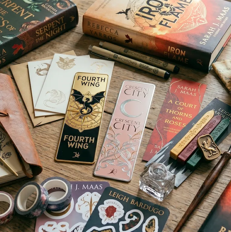 photo de papeterie et marque page romance et fantasy à retrouver dans notre librairie