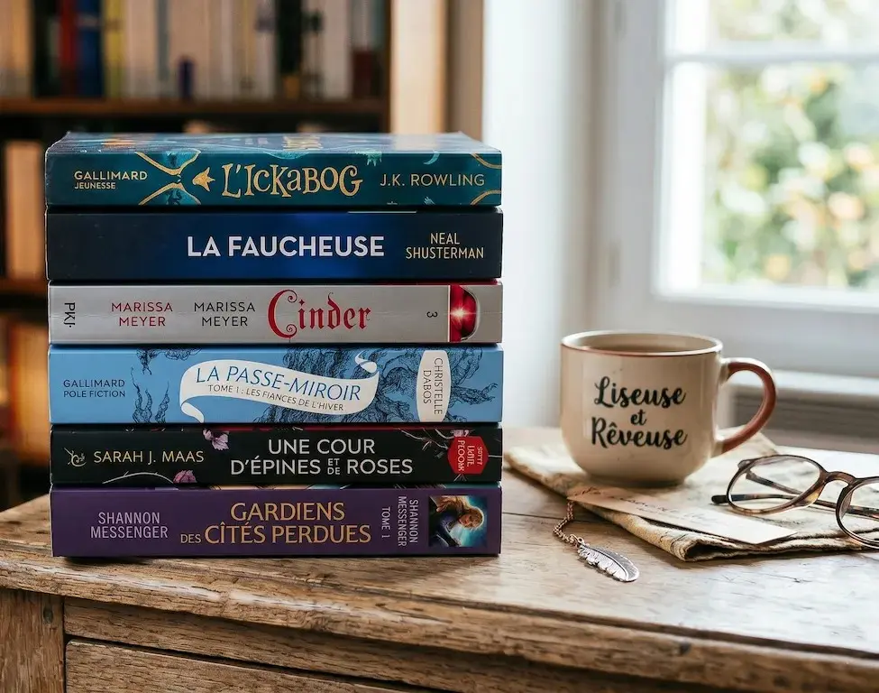 pile de 6 livres romance et fantasy au format broché